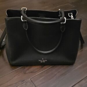 kate spade Black Pebbled Leather Satchel with Top Handles